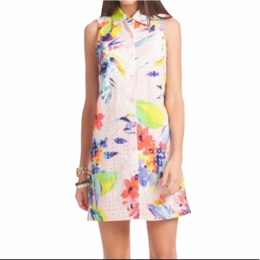 Trina Turk Watercolor Floral Eyelet Dress Sz10